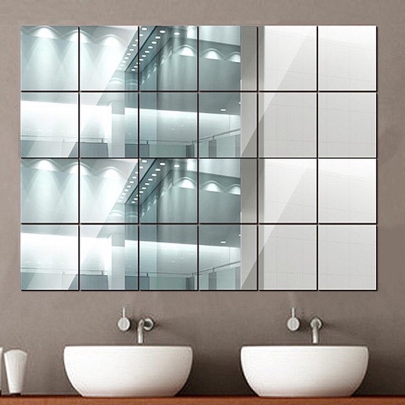 Cermin Stiker Tempel Dinding Sticker Kaca Film Makeup Interior Wall Wallpaper Mirror Dekorasi