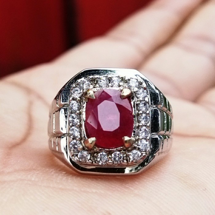 top CINCIN BATU PERMATA SAFIR MERAH/PAPARACA NATURAL - 7