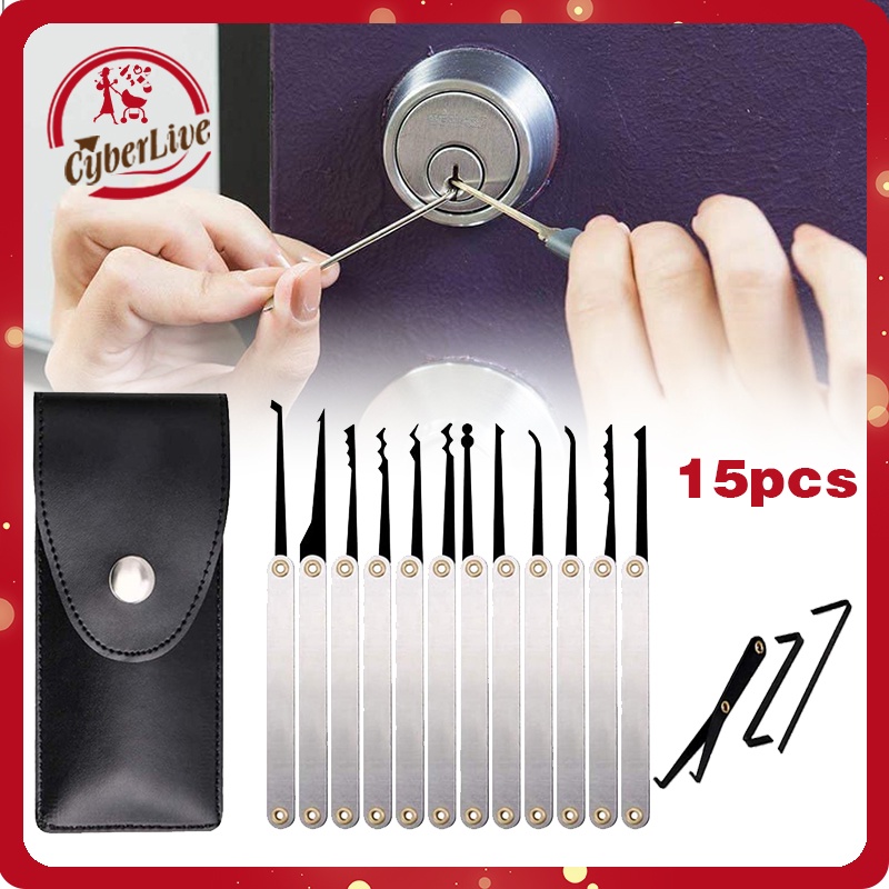 15pcs Set Alat Pembuka Kunci Gembok Pintu Darurat Locksmith Tools Lock Pick