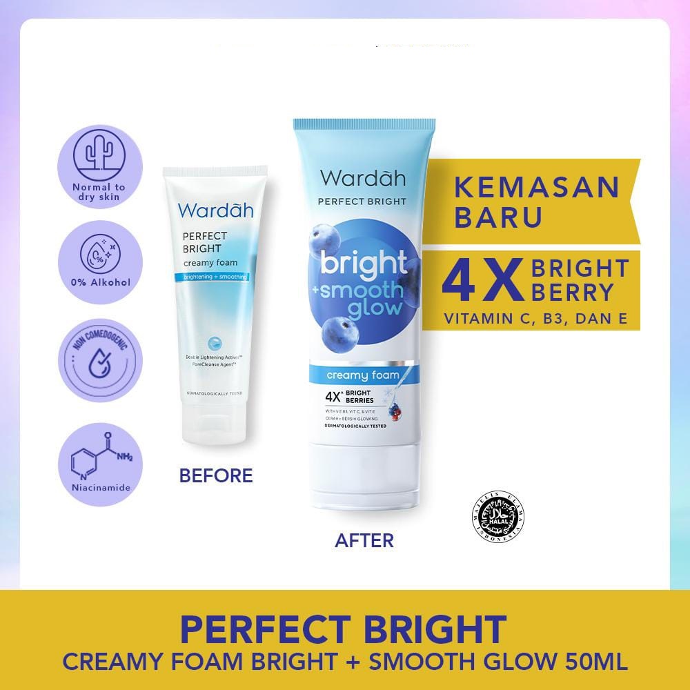 Wardah Paket Glowing Perfect Bright Krim Siang+Krim Malam+Sabun Wajah