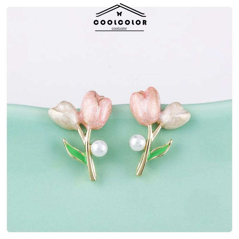 COD❤️Anting S925 Silver Plated Soft Tulip Earrings Female Earrings Asesori- cl