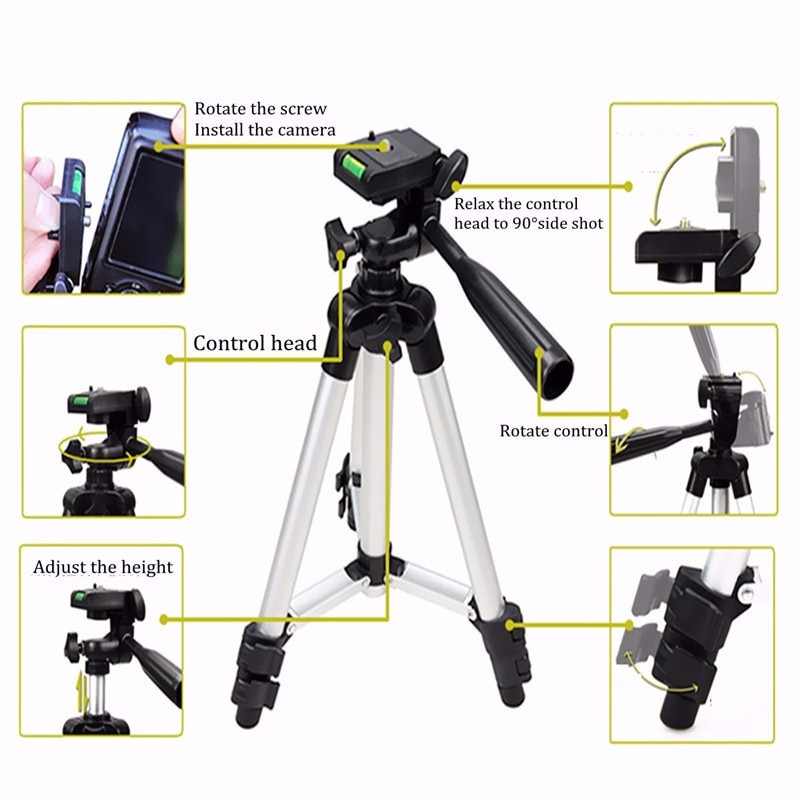 Weifeng (Original) Tripod Stand 4Section Aluminium with Brace Tripod HP Kamera Action Camera Universal Digital/Video Camera Camcorder Tripod Stand Tripod for Camera Smartphone Live Broadcast Aluminum Alloy Photo Holder Fishing Lamp Stand