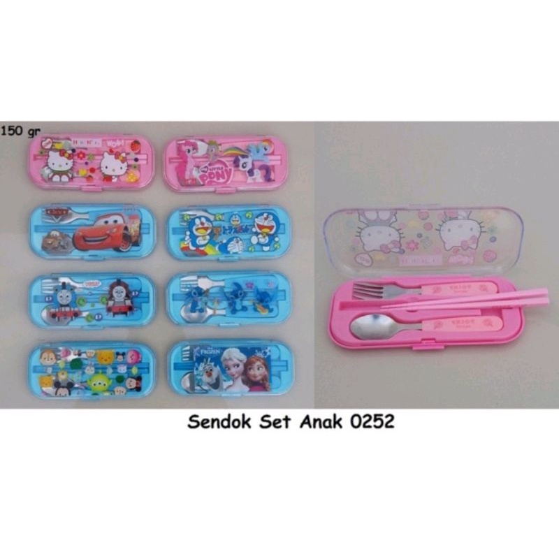Set Alat Makan Karakter Anak Sendok Garpu Sumpit Cantik