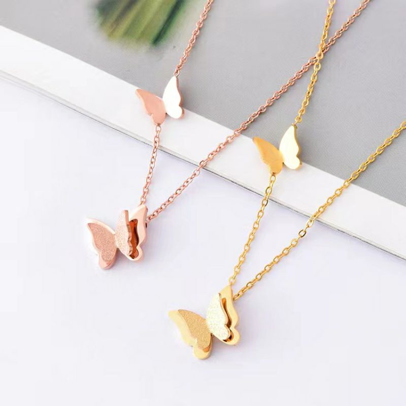 100% Kalung Butterfly Titanium asli anti karat KT-10