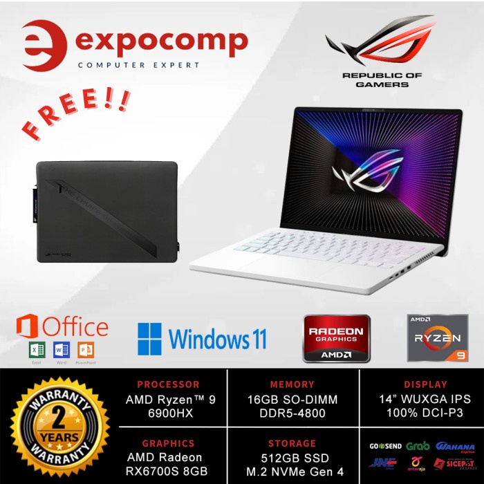 T0P ASUS ROG ZEPHYRUS G14 GA402RJ-R9X6B6W-O WHITE AMD R9-6900 NICE