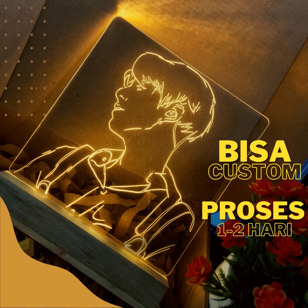 LAMPU LED ACRYLIC JUNGKOOK BTS LAMPU TIDUR/ KADO BTS/ MOOD LIGHT ACRYLIC BTS/ HIASAN MEJA BTS/ LED A