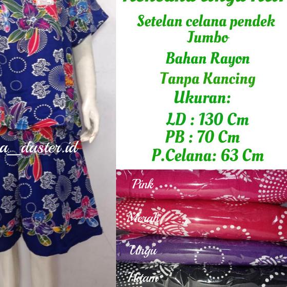 Setelan Daster Kencana Ungu Celana Pendek Jumbo