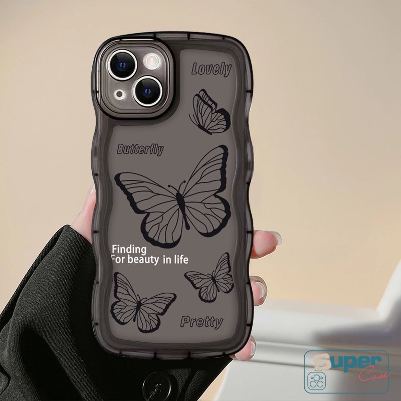 Retro Butterfly Case Samsung A04 A12 A14 A50s A04s A23 A32 A50 A13 A30s A03 A33 A21s A53 A30 A20s A31 A02s A52 A20 A51 A03s A11 A30 A52s A22 Soft TPU Fashion Wavy Edge Cute Case