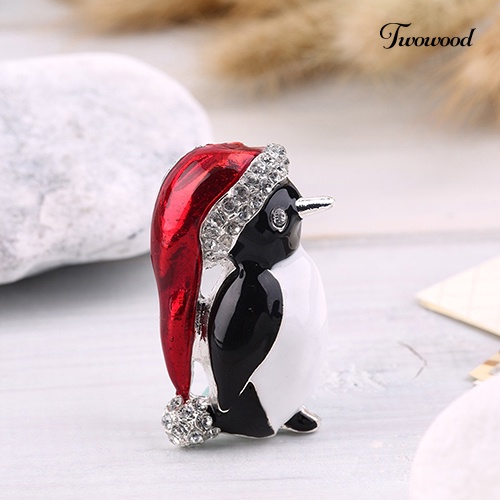 Bros Pin Bentuk Penguin Aksen Berlian Imitasi Untuk Wanita