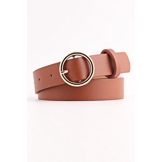 sabuk basic ring bulat silver coklat// ikat pinggang belt formal brown