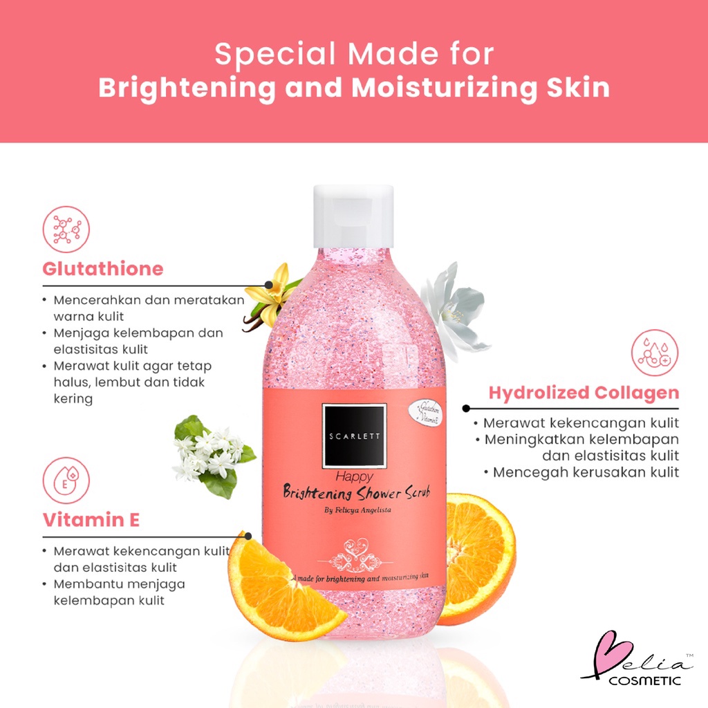 ❤ BELIA ❤ SCARLETT Whitening Shower Scrub 300ml | Sabun Mandi Mewah | Sabun Cair | Whitening Body Wash | BPOM