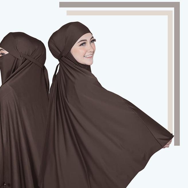 Hijab Khimar Niqab Syari Jumbo Siria Premium - Coffee