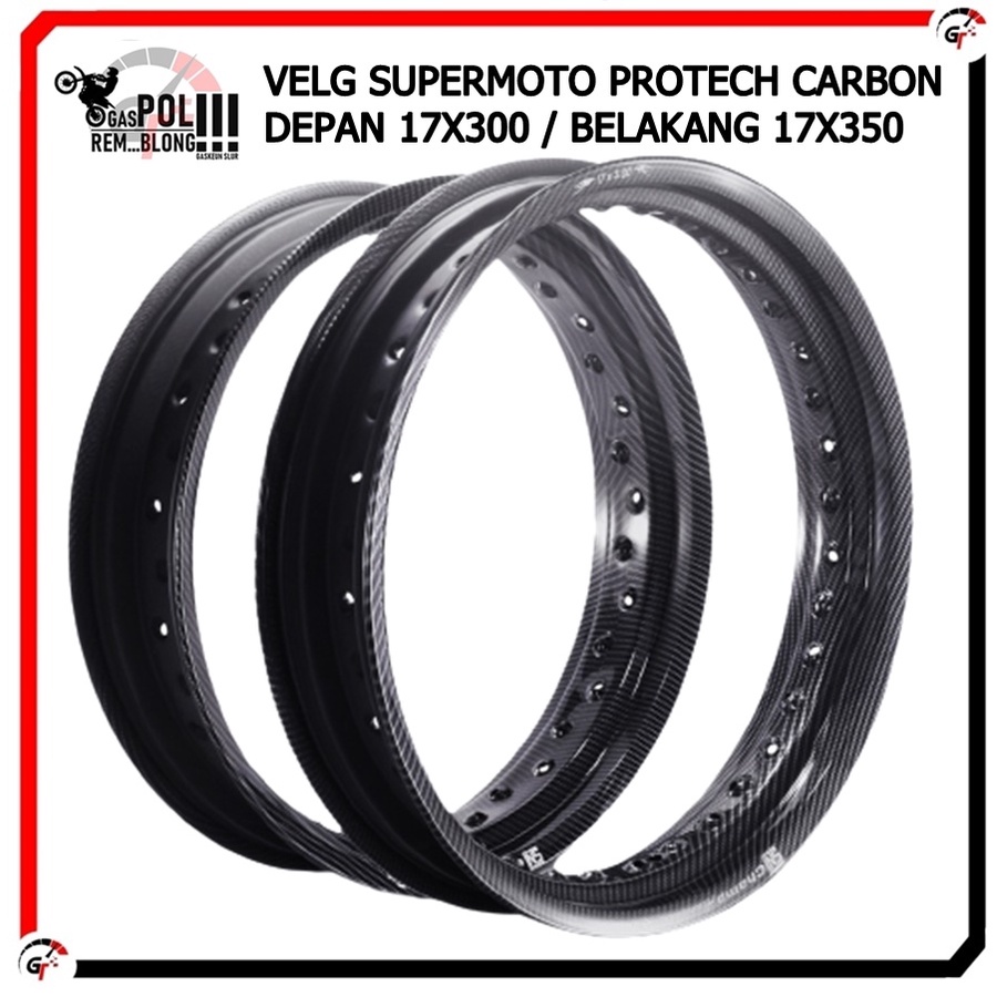 VELG 17 300 350 CARBON SUPERMOTO CRF WR KLX DTRACKER D TRACKER DEPAN BELAKANG UNIVERSAL