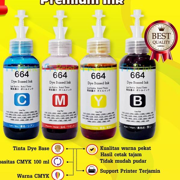 Tinta 664 Premium Refill Printer Epson L110 L210 L220 L300 L310 L360 - Hitam, TINTA ORIGINAL