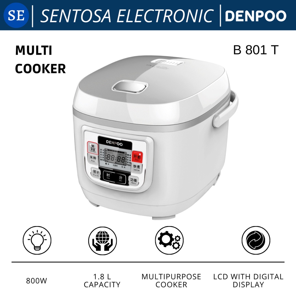Jual Multi Cooker 1.8 Liter LCD Display Denpoo B 801 T sentosa