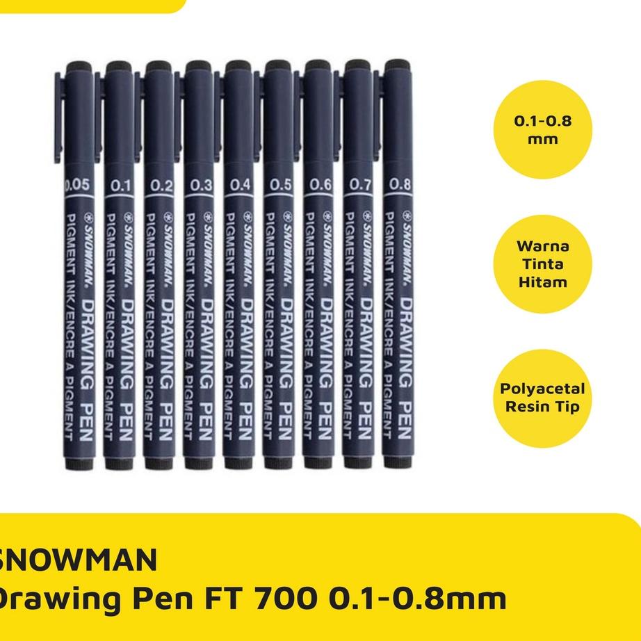 

び SNOWMAN DRAWING PEN FT 700 0.1 0.2 0.3 0.4 0.5 0.6 0.7 0.8 MURAH ぎ