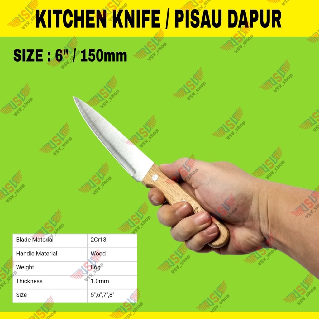 Pisau Dapur Gagang Kayu Premium Kitchen Knife 5&quot;,6&quot;,7&quot;,8&quot; Chef Knife