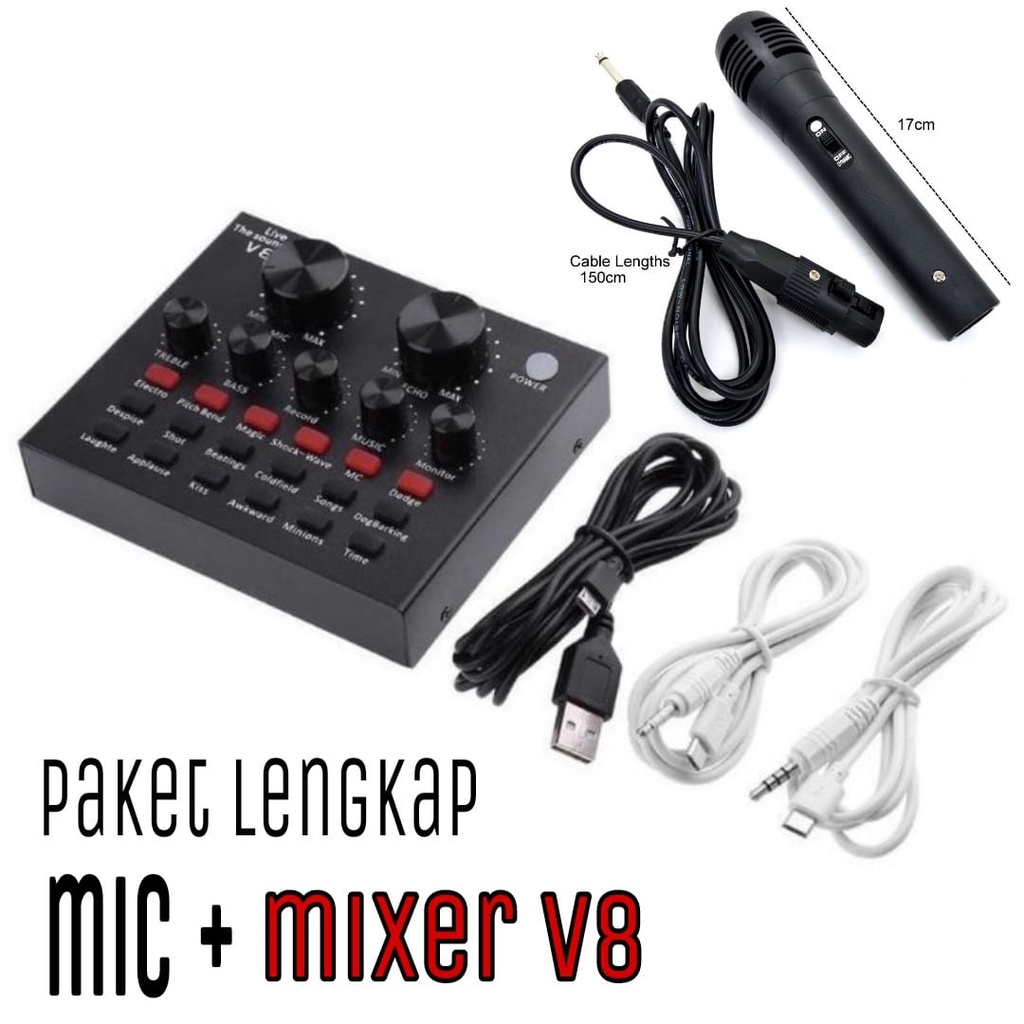 PAKET Sound card V8 Mixer SoundCard V8 MIXER Audio USB External Soundcard