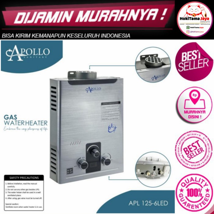 Apollo Water Heater Gas Apl 125 - 6 Led Model Modena Niko