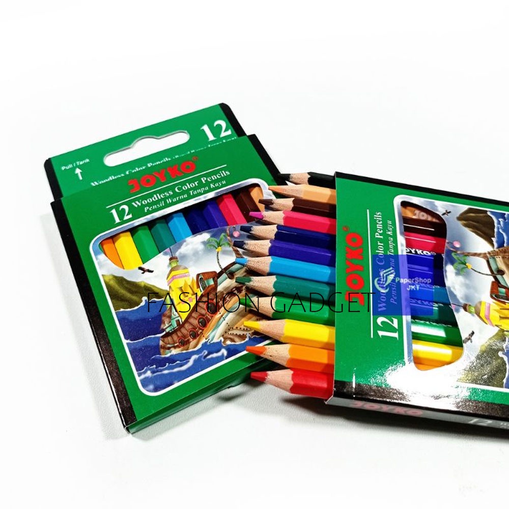 Pensil Warna Joyko 1 Pack 12 pcs PENDEK CP 107 / PANJANG CP 103 Colour Pencils Pinsil Warna Color Pencil Pensil Joyko Alat Menggambar Mewarnai Melukis Peralatan Sekolah - Gambar Kemasan Acak - HIJAU