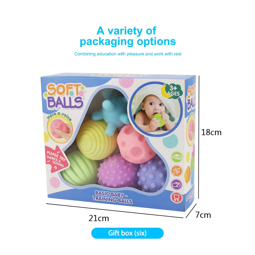 Bola Bayi Bola Karet Textured Soft Ball Bola Karet Mainan Anak Mainan Sensorik Bayi Mainan Gigitan Bayi Sensory Play Mainan Mandi Anak Mainan Montessori Anak