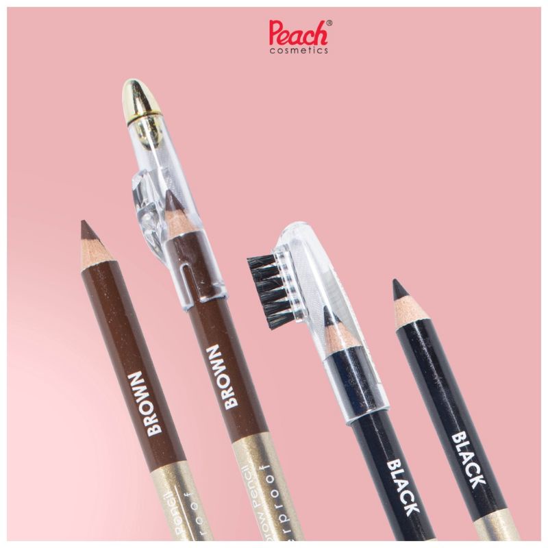 PEACH 2in1 Eyebrow Pencil Waterproof Black And Brown | Pensil Alis 2 in 1