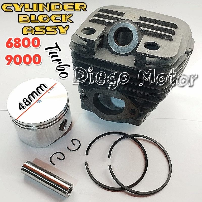CS 6500 Turbo Cylinder Blok Assy Mesin Chainsaw Senso 9000 Motoyama 10000