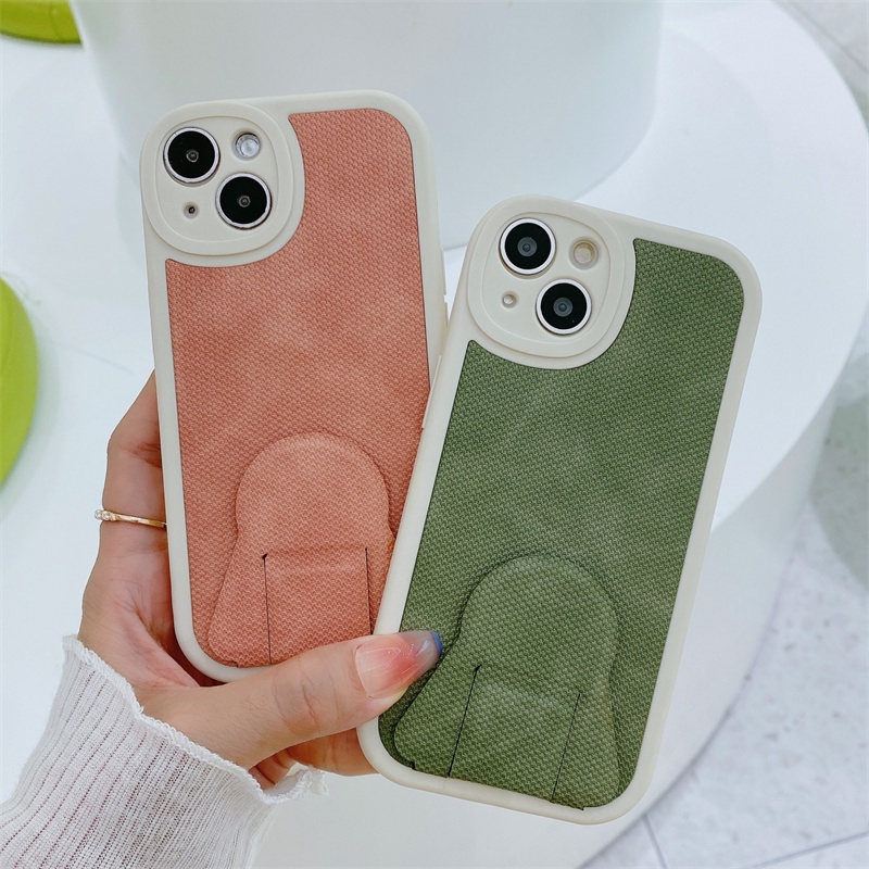 Soft Case Bahan TPU Kulit Dengan Bracket Magnetik Untuk iPhone 11 12 Pro X XS Max XR Se20 7 8 Plus