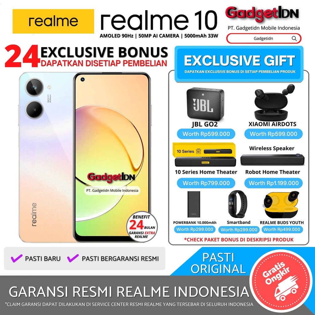 REALME 10 16/256GB (8GB + 8GB EXTENDED RAM) GARANSI RESMI REALME