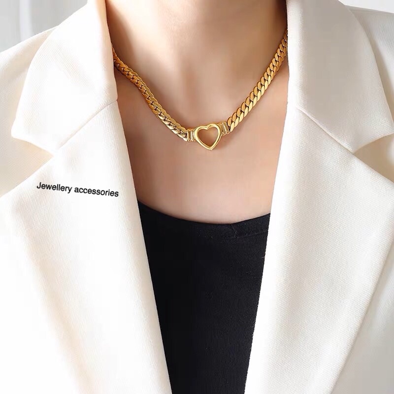 Kalung Titanium Sisik Naga Love Gold Trendng Elegant Korea Fashion Style