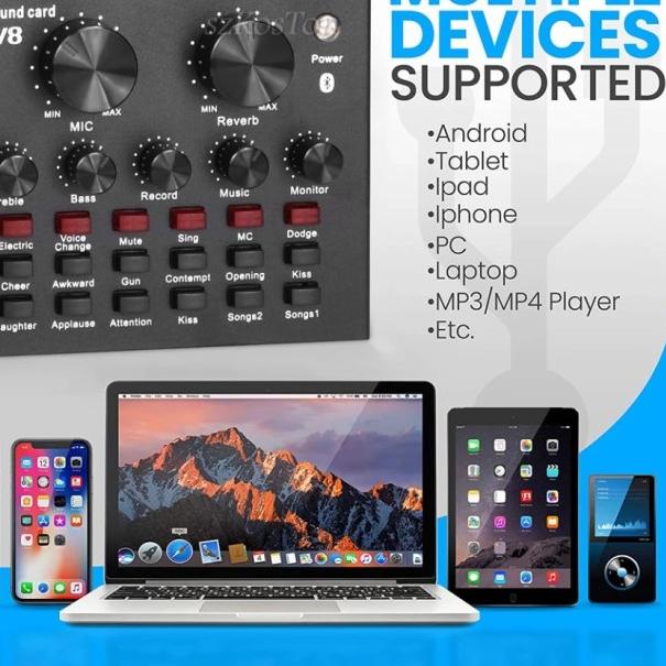 Sound Card V8 Mixer Bluetooth / Sound Card V8 Broadcast /Mixer V8 USB