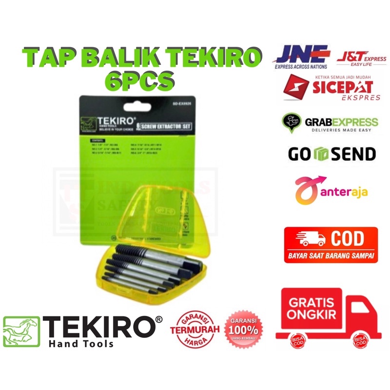 TEKIRO TAP BALIK SCREW EXTRACTOR SET 6pcs TAP BALIK SET SD-EX0926