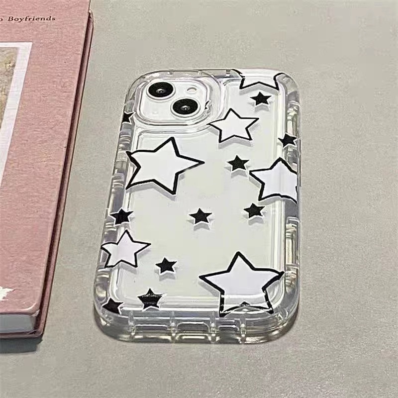 Soft Case Silikon TPU Transparan Motif Bintang Untuk IPhone 14 13 11 12 Pro XS Max XR X 8 7 6S Plus