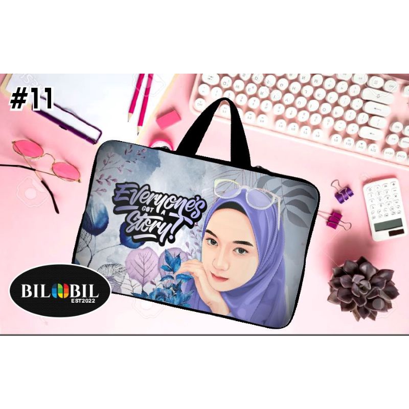 Tas Laptop Sleeve Karakter Hijab Muslimah.