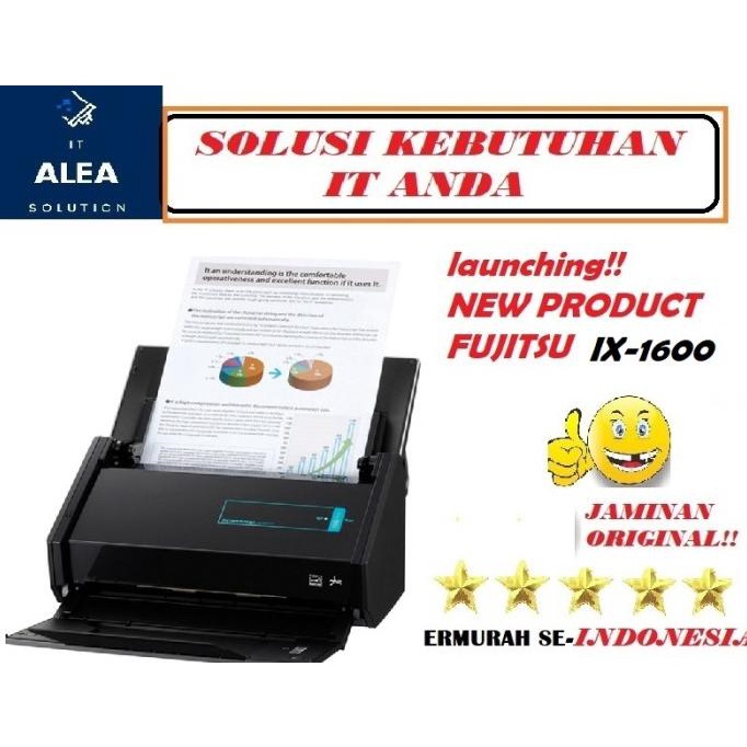 Scanner Fujitsu Ix-1600 / Ix1600 / Ix 1600 / Warna Hitam