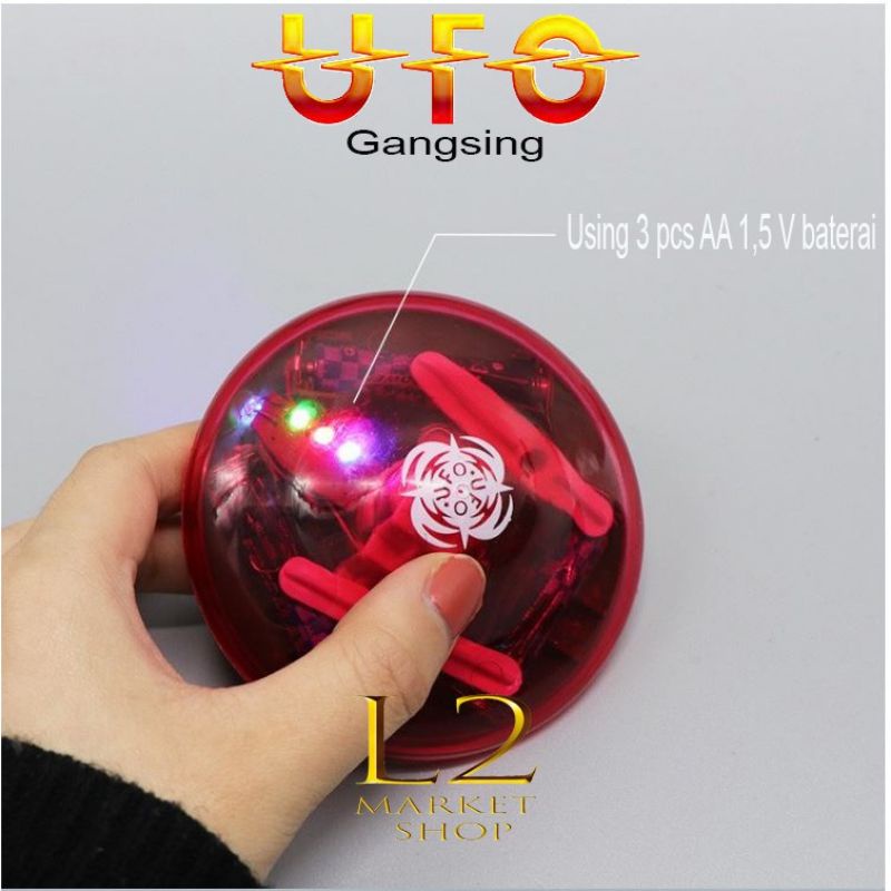 Mainan UFO Gangsing LED+lagu/UFO Gyro