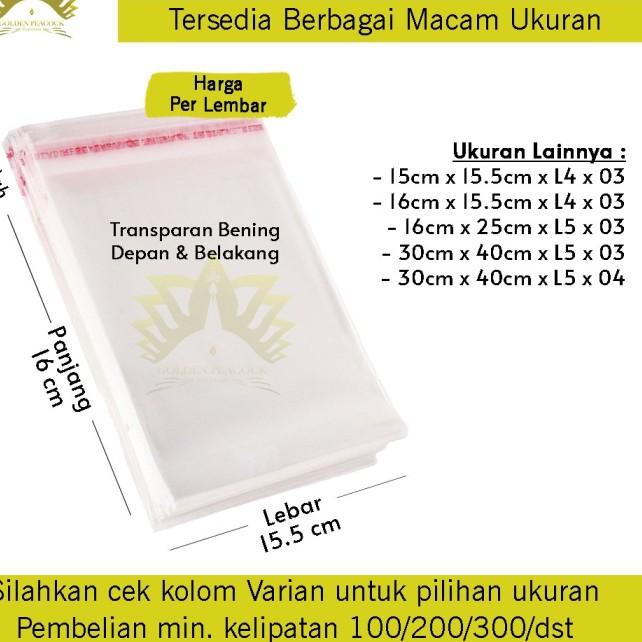 

PLASTIK OPP LEM 30X40 / PLASTIK BAJU Tebal 03 micron