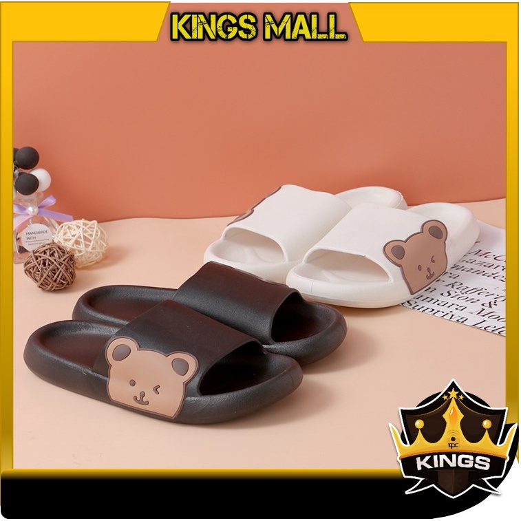 KINGS - S5593 Sandal Beruang Anti Slip / Sandal Flat Wanita Motif Beruang Lucu / Sandal Slip-On / Sa