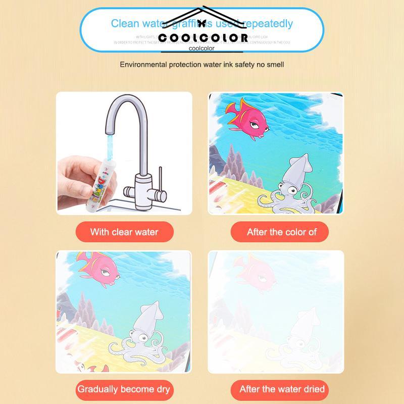 COD❤️Buku Lukisan Air Bahasa Asing Versi Bahasa Inggris Buku Ajaib Papan Gambar Anak yang Dapat Digunakan Kembali- cl