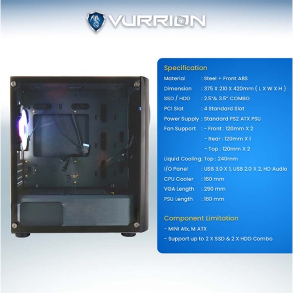 CASING / CHASING / CESING VURRION DRAGON EYES BLACK - FREE 1 FAN RGB