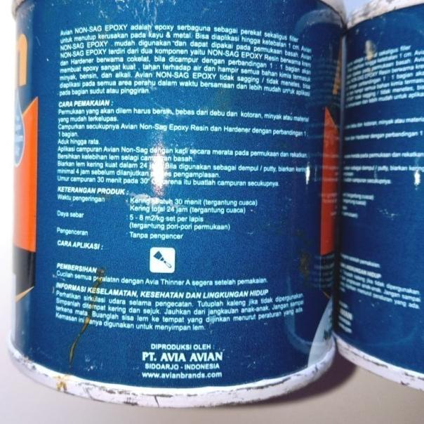 

Lem Epoxy NON SAG Avian 2 komponen 800gr perset khusus untuk Kapal