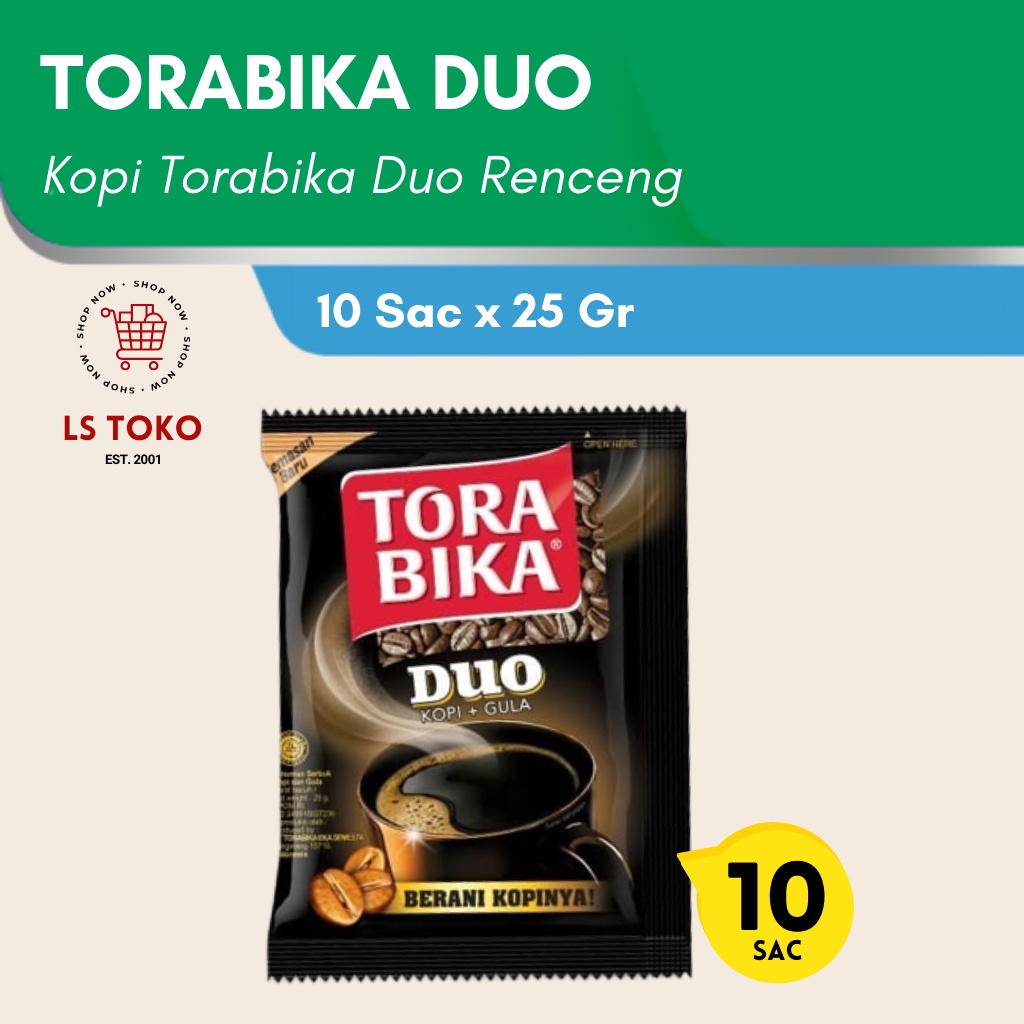 

Kopi Torabika Duo (Kopi + gula) rencengan (10 sac x 25gr)