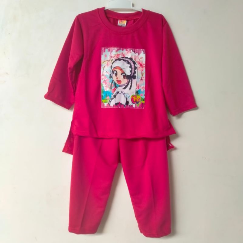 Setelan Oversize SLEBEW viral 3 4 5 6 7 8 9 10 tahun baju anak cewek perempuan terbaru Fatonah Shop pom pom ( SETELAN slebew DOLL pom )