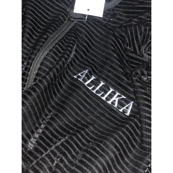 Jaket zipper Bludru martin (Hitam Garis)
