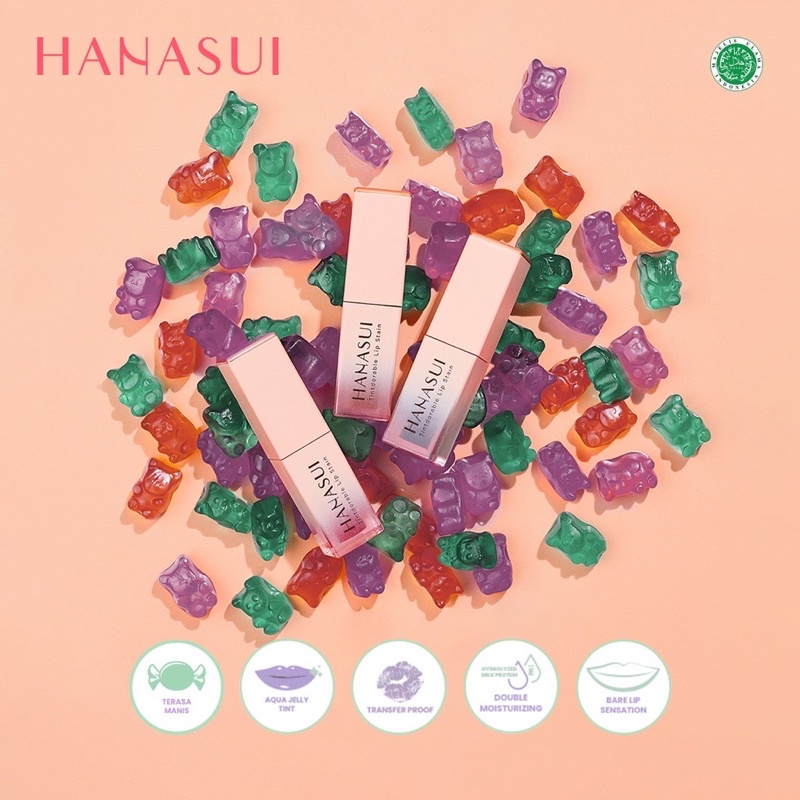 Hanasui Tintdorable Lip Stain - Aqua Jelly Tint Transfer Proof Double Moist / Liptint Hanasui Gak bikin Bibir Kering