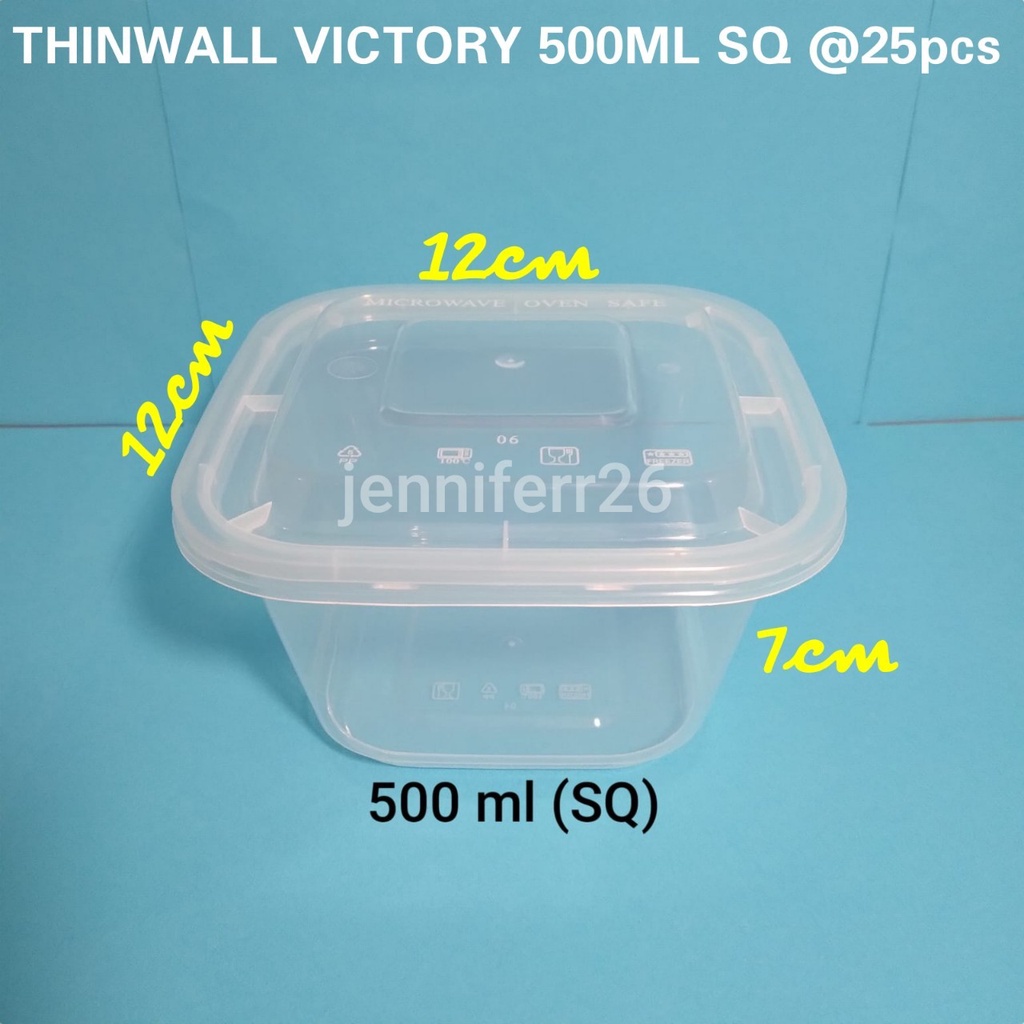 Thinwall food container 500ml kotak SQ/ Cup salad 500ml/ Cup es kepal/ Dessert box/ Cup puding/