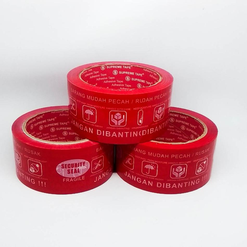 

⇤ Lakban Fragile / Jangan Dibanting Fragile Merah 5cmx90yard ➝