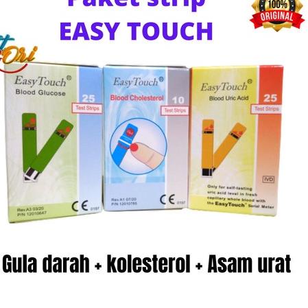 BIG DISKON [ Paket Strip ] EasyTouch - Kolesterol, Gula Darah, Asam Urat Paket 3 Box Easy Touch Stri