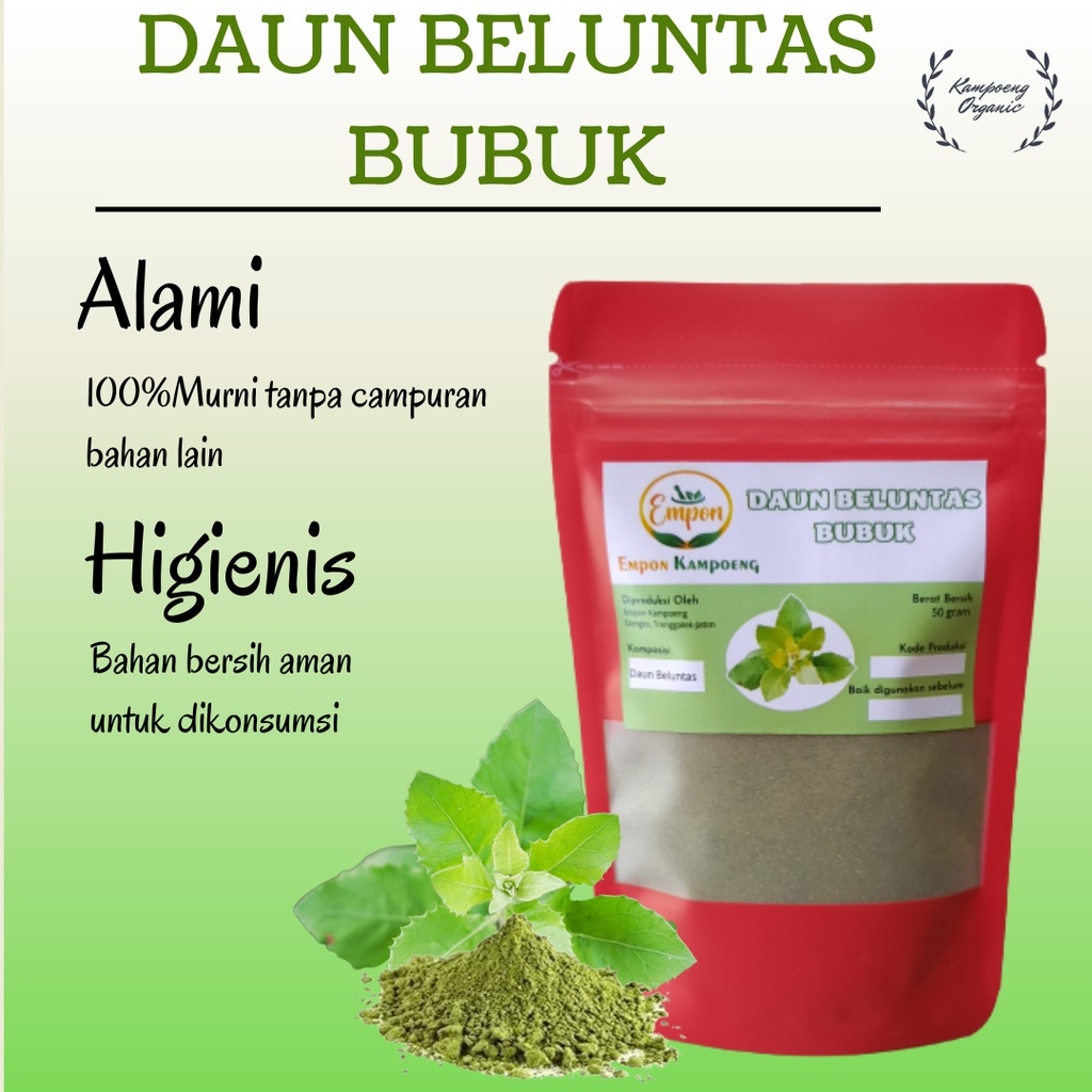 

Minuman Jamu Herbal Daun Beluntas Luntas Bubuk Serbuk Kering Tradisional Asli Alami Murni Organik