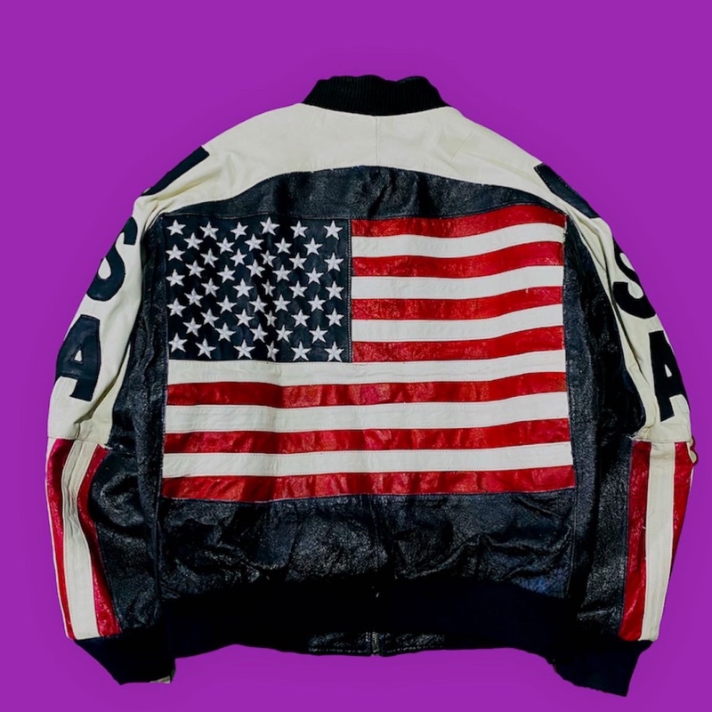 jacket usa flag leather vintage second original by michael hoban not jeff hamilton